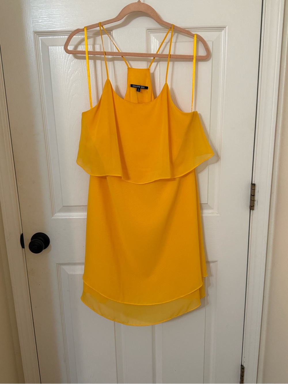 Gianni Bini Yellow Layered Ruffle Mini Dress